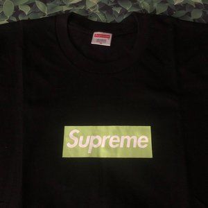 Supreme Black / Lime Box Logo Tee